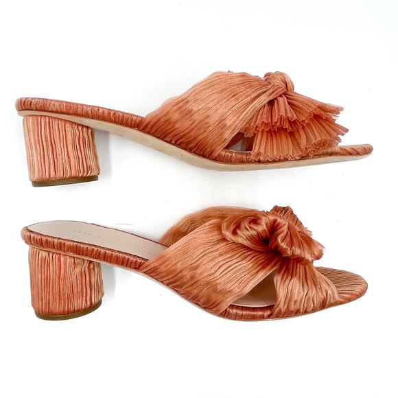 Loeffler Randall Emilia Knot Mules Sandals Bow Block Heel Slip On Sz 8 - Picture 3 of 10